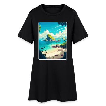 Bali Indonésie Voyage Affiche Souvenir Peinture WPA - Robe T-shirt Femme - noir - Devant