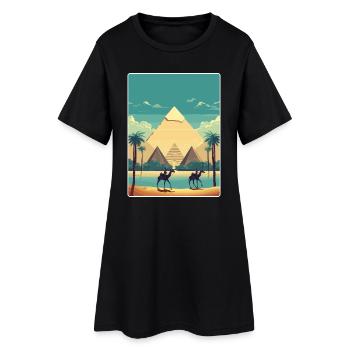 Le Caire, Égypte, Grandes Pyramides De Gizeh, Affiche De Voyage - Robe T-shirt Femme - noir - Devant
