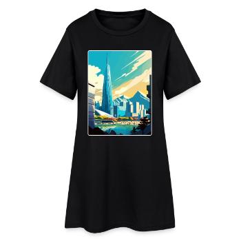 Seoul South Korea Travel Poster Souvenir Paint WPA - Women’s T-Shirt Dress - black - Front