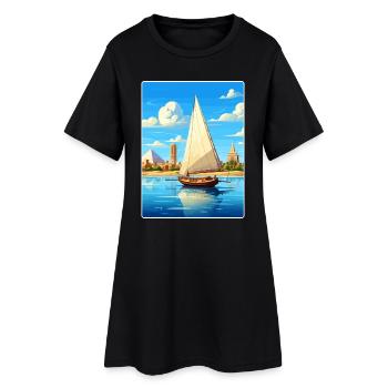 Le Caire, Égypte, Grandes Pyramides De Gizeh, Affiche De Voyage - Robe T-shirt Femme - noir - Devant