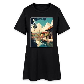 Hoi An Vietnam Reise Poster Souvenir Malerei WPA - Frauen T-Shirt-Kleid - Schwarz - Vorne
