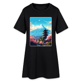 Mount Fuji Japan Reise Poster Souvenir Farbe WPA - Frauen T-Shirt-Kleid - Schwarz - Vorne