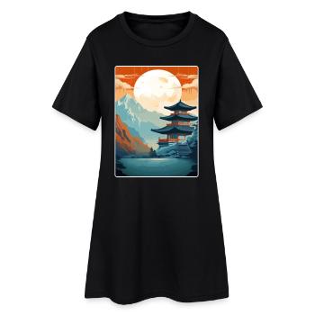 Seoul South Korea Travel Poster Souvenir Paint WPA - Women’s T-Shirt Dress - black - Front