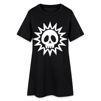 Tête de mort et soleil blanc - Robe T-shirt Femme - noir - Devant