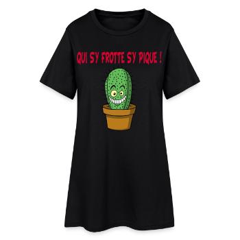 Cactus manga - Robe T-shirt Femme - noir - Devant