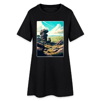 Dartmoor National Park Travel Poster Souvenir WPA - Women’s T-Shirt Dress - black - Front