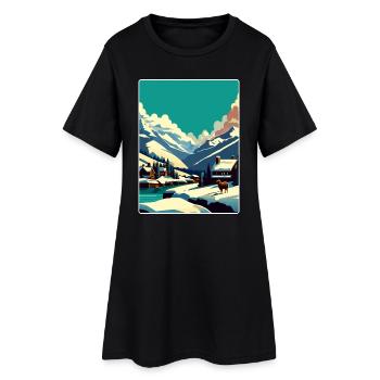 Verbier Ski Resort Mountain Switzerland Travel WPA - Frauen T-Shirt-Kleid - Schwarz - Vorne