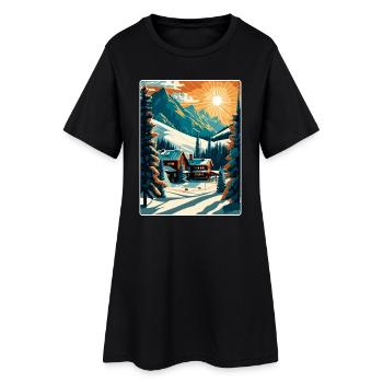 Sun Valley Ski Skifahren Reise Poster Souvenir WPA - Frauen T-Shirt-Kleid - Schwarz - Vorne