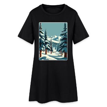 Parc Ski Ski Voyage Affiche Peinture Souvenir WPA - Robe T-shirt Femme - noir - Devant