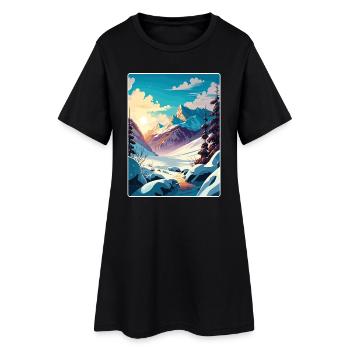 Les Arcs Skigebiet Schnee Frankreich Reiseplakat WPA - Frauen T-Shirt-Kleid - Schwarz - Vorne