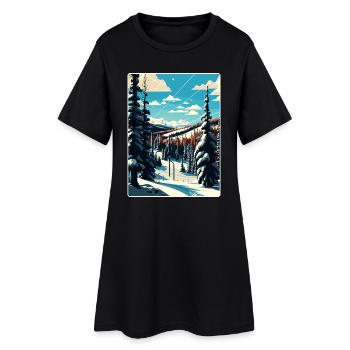 Parc Ski Ski Voyage Affiche Peinture Souvenir WPA - Robe T-shirt Femme - noir - Devant