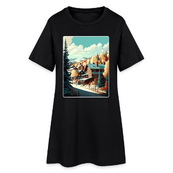 Parc Ski Ski Voyage Affiche Peinture Souvenir WPA - Robe T-shirt Femme - noir - Devant