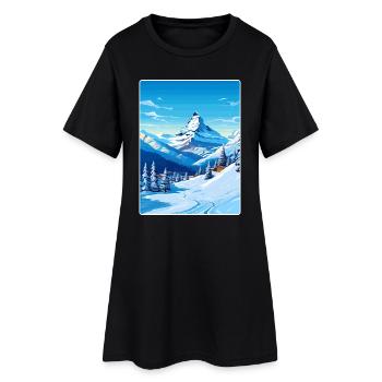 Zermatt Ski Ski Affiche de voyage Peinture souvenir WP - Robe T-shirt Femme - noir - Devant