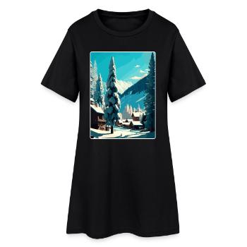 Val D Isère Ski Voyage Poster Peinture Souvenir WPA - Robe T-shirt Femme - noir - Devant