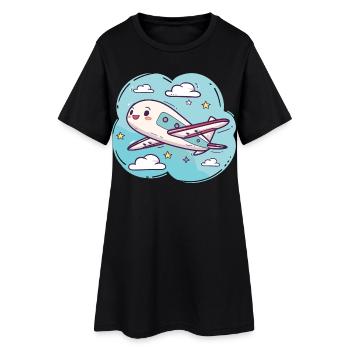 Airplane Comic Look - Women’s T-Shirt Dress - black - Front
