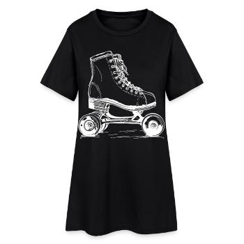 Dessin de patins à roulettes - Robe T-shirt Femme - noir - Devant