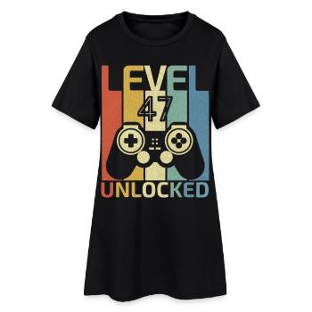 Level 47 Unlocked Funny Video Gamer 47Th Birthday - Women’s T-Shirt Dress - black - Front