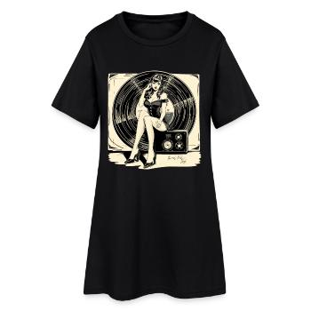 Disque vinyle musique femme cadeau - Robe T-shirt Femme - noir - Devant