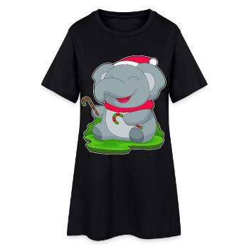 Canne de Noël éléphant - Robe T-shirt Femme - noir - Devant