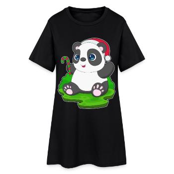 Panda Canne de Noël - Robe T-shirt Femme - noir - Devant