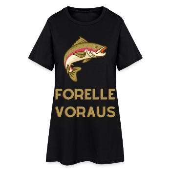 Truite en avant : la prise de la nature - Robe T-shirt Femme - noir - Devant