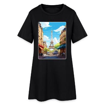 Paris France Affiche de voyage Souvenir Carte Postale Peinture - Robe T-shirt Femme - noir - Devant
