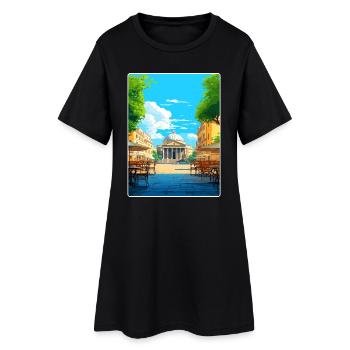 Rome Italy Travel Poster Souvenir Postcard Paint - Women’s T-Shirt Dress - black - Front