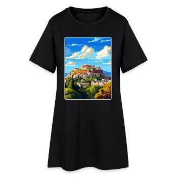 Athens Greece Travel Poster Souvenir Painting WPA - Women’s T-Shirt Dress - black - Front