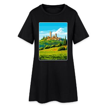 San Gimignano Italie Affiche de voyage vintage souvenir - Robe T-shirt Femme - noir - Devant