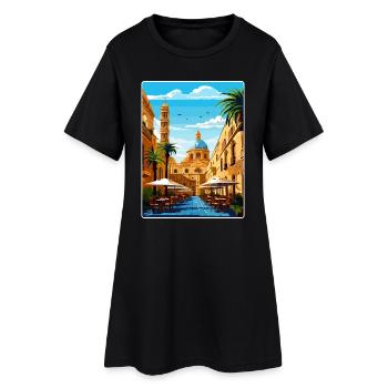 Palerme, Sicile, Italie, Affiche de voyage, Souvenir - Robe T-shirt Femme - noir - Devant