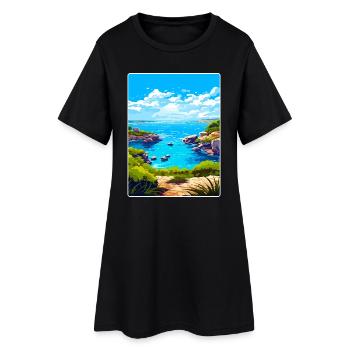 Sardinia Italy Travel Poster Souvenir Painting WPA - Women’s T-Shirt Dress - black - Front