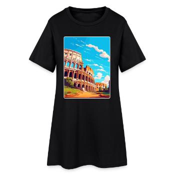 Rome Italy Travel Poster Souvenir Postcard Paint - Women’s T-Shirt Dress - black - Front