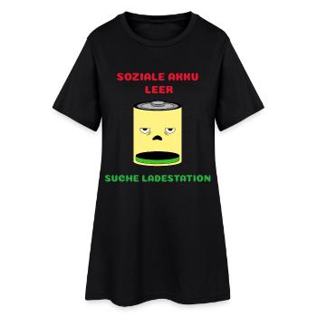Battery empty, search charging station - Women’s T-Shirt Dress - black - Front