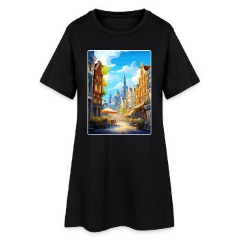 Amsterdam Netherlands Travel Poster Souvenir WPA - Women’s T-Shirt Dress - black - Front
