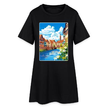 Straßburg Frankreich Reiseposter Souvenir Farbe WPA - Frauen T-Shirt-Kleid - Schwarz - Vorne