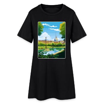Turin Italy Travel Poster Souvenir Postcard Paint - Women’s T-Shirt Dress - black - Front