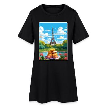 Paris France Affiche de voyage Souvenir Carte Postale Peinture - Robe T-shirt Femme - noir - Devant