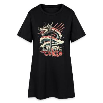 Sushi Drache Tokio Geschenk - Frauen T-Shirt-Kleid - Schwarz - Vorne