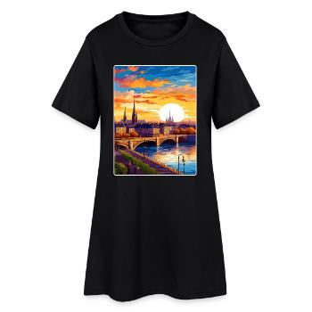 Bordeaux Frankreich Reise Poster Souvenir Farbe WPA - Frauen T-Shirt-Kleid - Schwarz - Vorne
