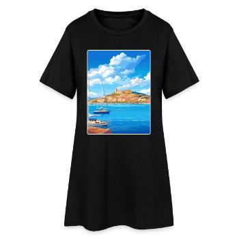 Saint Tropez France Affiche de voyage vintage Souvenir - Robe T-shirt Femme - noir - Devant