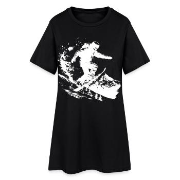 Dessin de snowboarder - Robe T-shirt Femme - noir - Devant