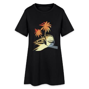 Railway Portrait - Women’s T-Shirt Dress - black - Front