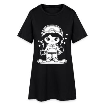 Snowboarder féminin dessin animé look - Robe T-shirt Femme - noir - Devant