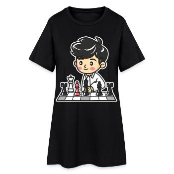 Dessin animé du garçon d’échecs - Robe T-shirt Femme - noir - Devant