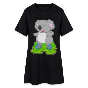 Koala Inline skating Inline skates - Frauen T-Shirt-Kleid - Schwarz - Vorne