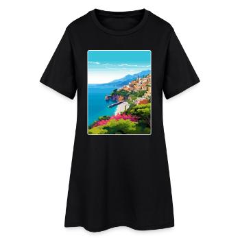 Amalfi Italie Affiche de voyage Peinture de carte postale souvenir - Robe T-shirt Femme - noir - Devant