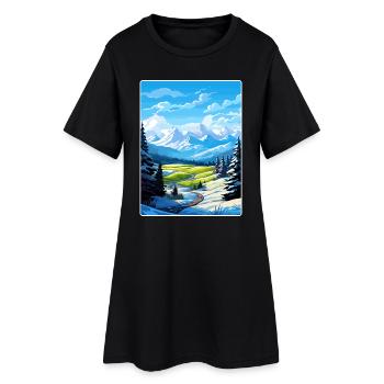 Alpes françaises France Affiche de voyage Souvenir Paint WP - Robe T-shirt Femme - noir - Devant