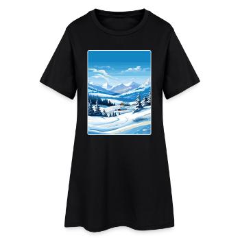 Alpes françaises France Affiche de voyage Souvenir Paint WP - Robe T-shirt Femme - noir - Devant