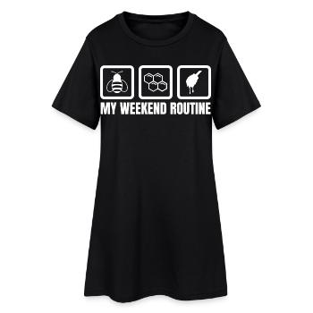 Ma routine du week-end - Robe T-shirt Femme - noir - Devant