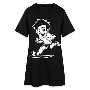 Dessin de garçon marathon - Robe T-shirt Femme - noir - Devant